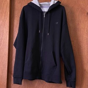 Champion hooded Black Zip up Sweatshirt Mens XL